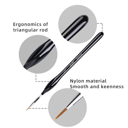 Premium paint by numbers detail brush showing ergonomic triangular handle design and precision nylon bristle tip