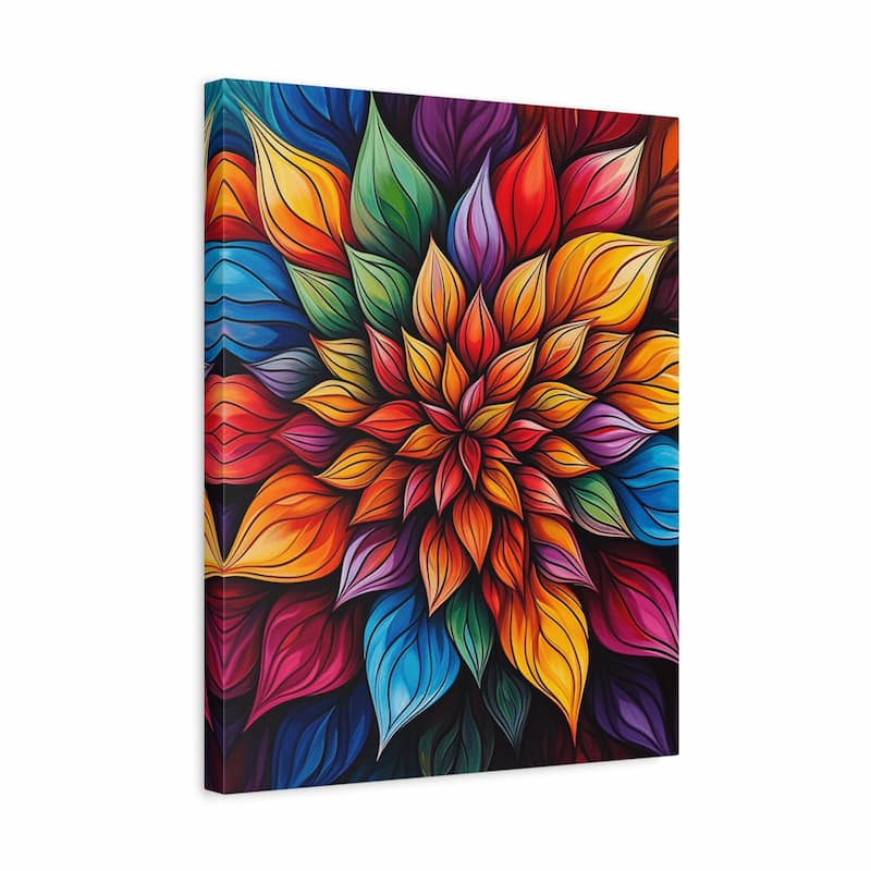 Canvas print with a colorful floral design on a white background