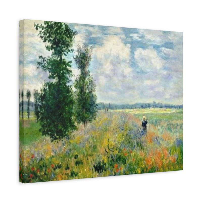 Monet Field of Poppies paint by numbers kit shown in a frame
