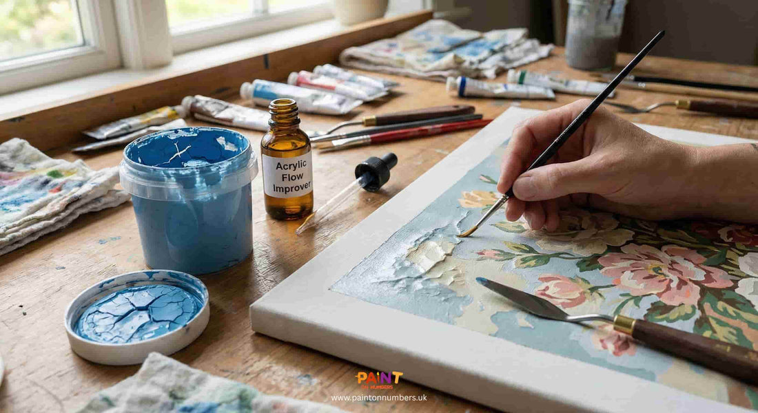 Using acrylic flow improver while painting a paint by numbers canvas