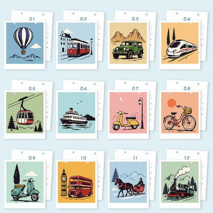 Vintage Travel Paint by Numbers Calendar Kit