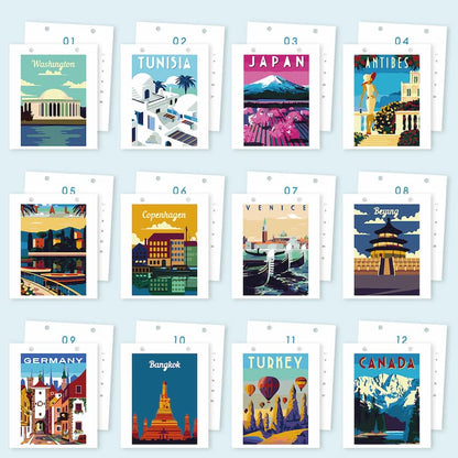 Vintage Travel Poster Paint by Numbers Calendar Kit