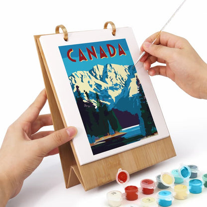 Vintage Travel Poster Paint by Numbers Calendar Kit