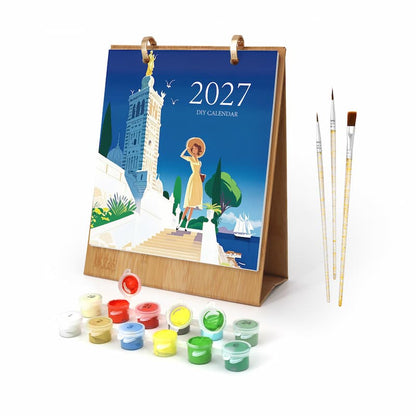 Vintage Travel Poster Paint by Numbers Calendar Kit