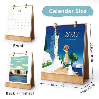 Vintage Travel Poster Paint by Numbers Calendar Kit