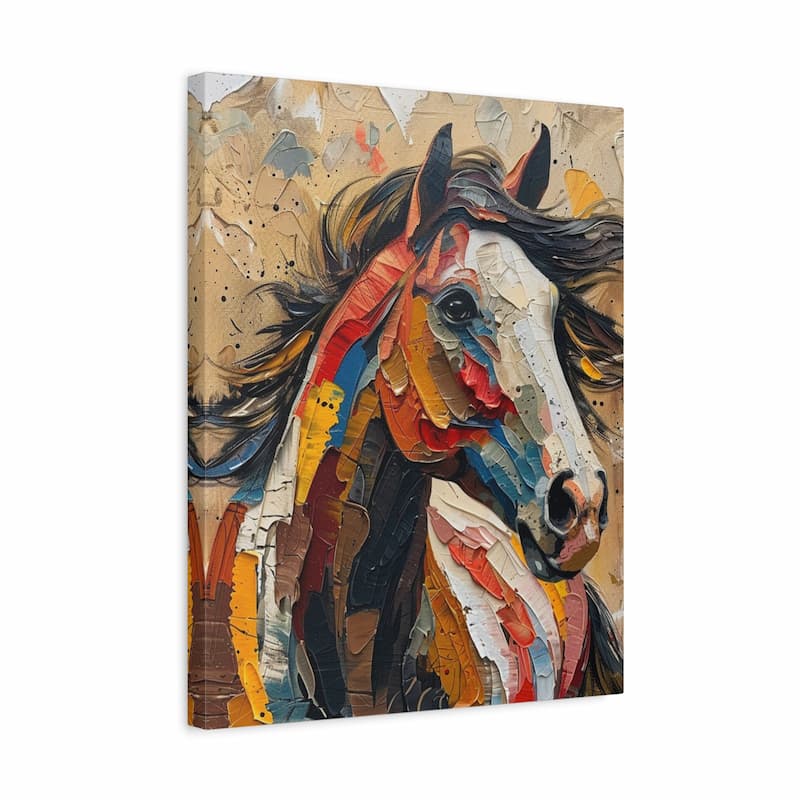 Colorful abstract painting of a horse on a textured background