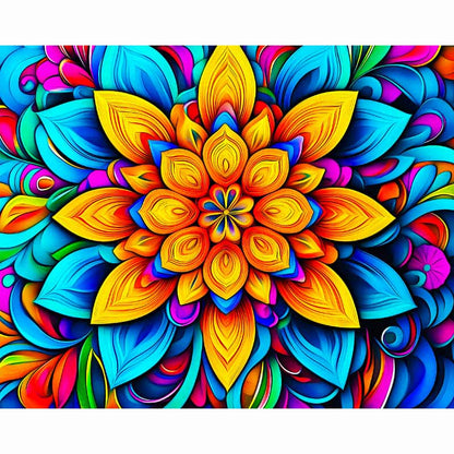 Colorful abstract floral design with vibrant colors on a white background