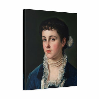 Canvas print of a classical portrait painting of a woman with a dark background