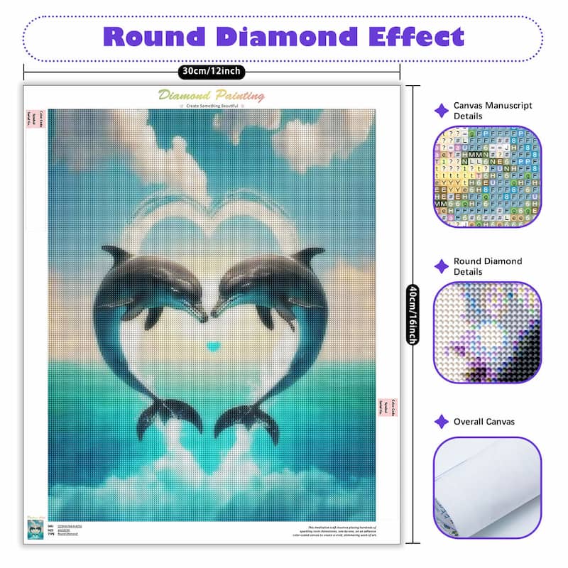 Dolphin Heart - 5D Diamond Painting Kit