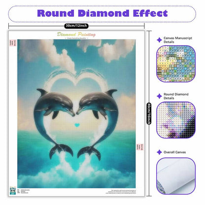Dolphin Heart - 5D Diamond Painting Kit
