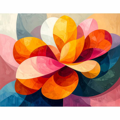 Colorful abstract flower design on a plain background