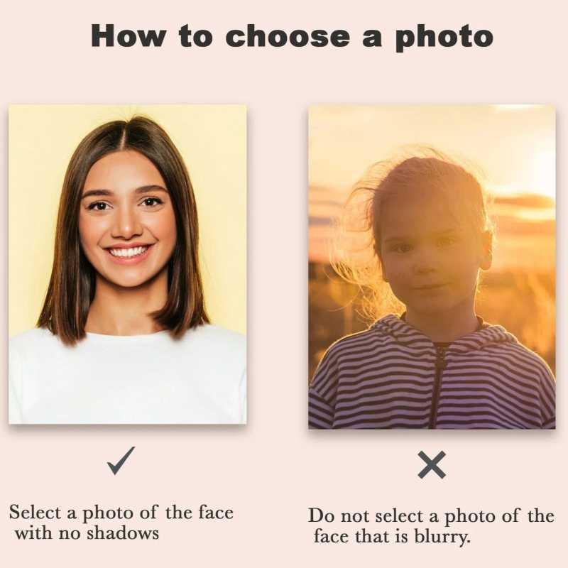 Instruction on choosing a photo with clear face without shadows