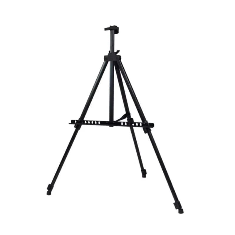 Black tripod stand on a white background