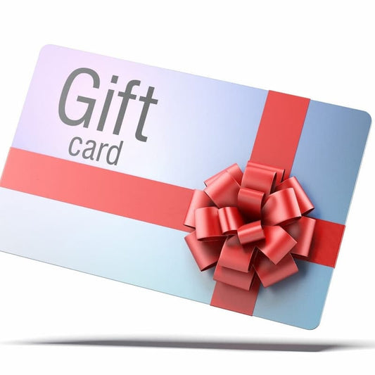 Gift card with a red ribbon and bow on a white background