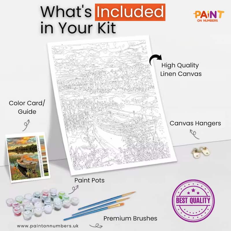 MISCER – Lot De 4 Peintures Par Numéros Encadrées – Paysages Floraux 20x30 Cm – Kit Complet Avec Chevalet – Pour Adultes Et Enfants