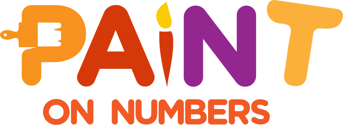 Colorful logo with 'PAINT ON NUMBERS' text on a white background