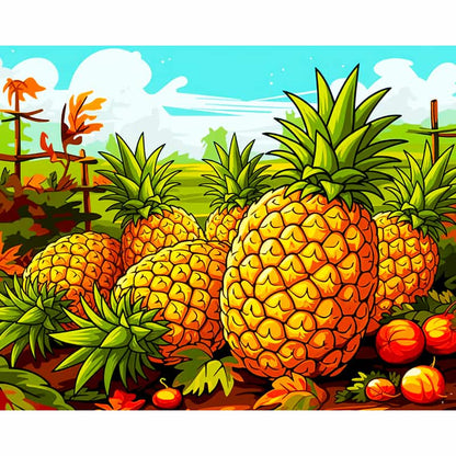 Illustration of pineapples with a tropical background