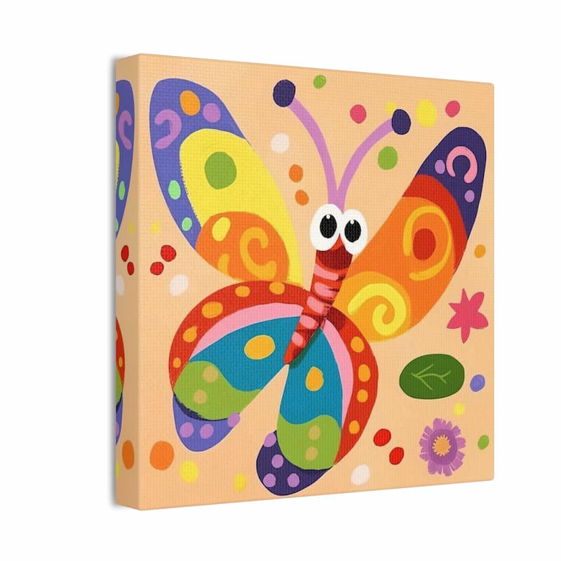 Colorful butterfly painting on a beige background