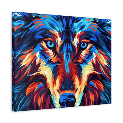 Colorful wolf painting on a white background