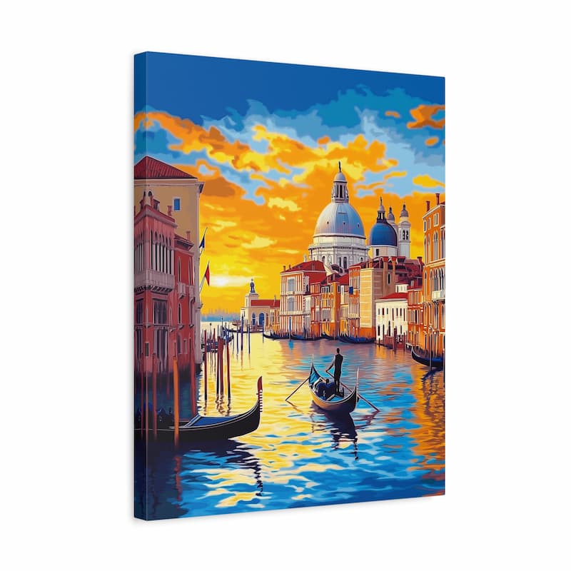 Canvas print of a Venetian canal scene with gondolas and buildings.