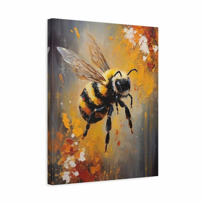 Abstract painting of a honey bee with gold and black textures on a modern background - Paint by Numbers Kit shown in a frame