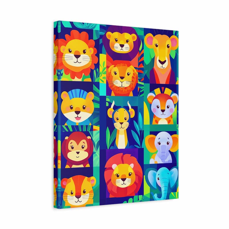 Colorful children's book cover with lion and elephant illustrations on a white background