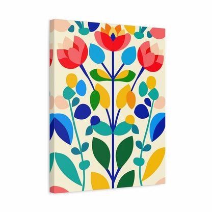 Canvas print with colorful floral design on a white background