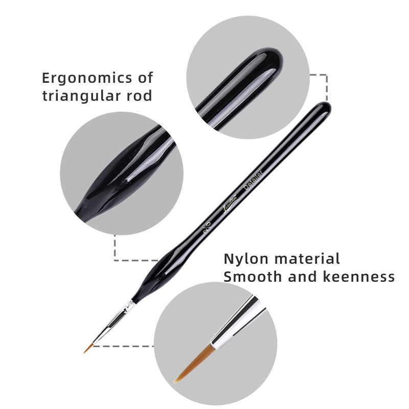 Premium paint by numbers detail brush showing ergonomic triangular handle design and precision nylon bristle tip
