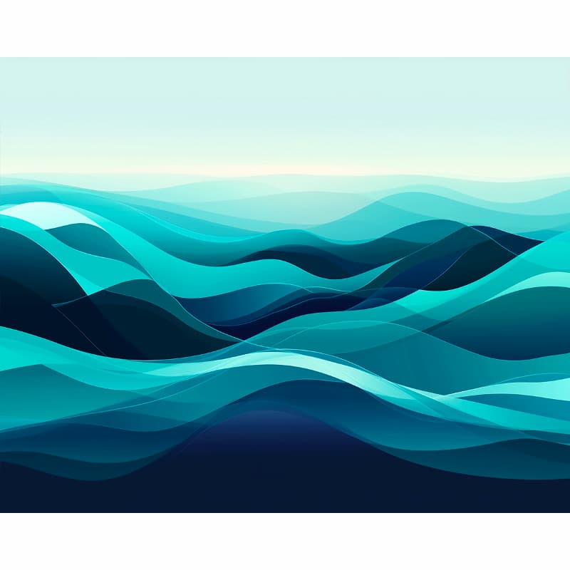 Abstract design of wavy blue patterns on a white background