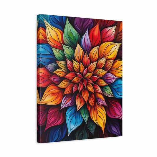 Canvas print with a colorful floral design on a white background