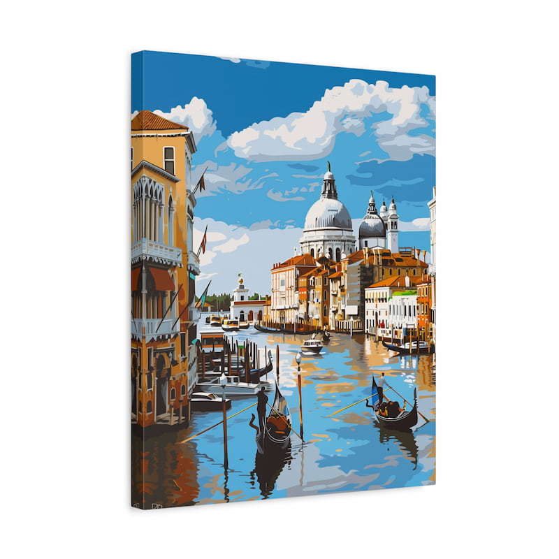Canvas print of a Venetian canal scene with gondolas and buildings.